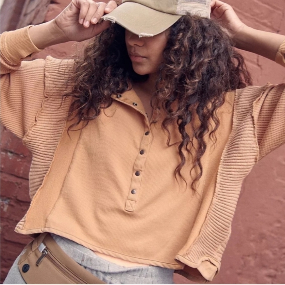 Free People Movement Back to Me Layer Top Size Small in Peach Active wear Top
